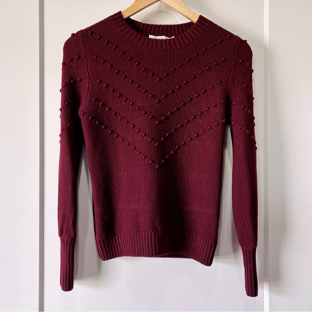 Amour Vert Daria pompom wool sweater in burgundy size XS